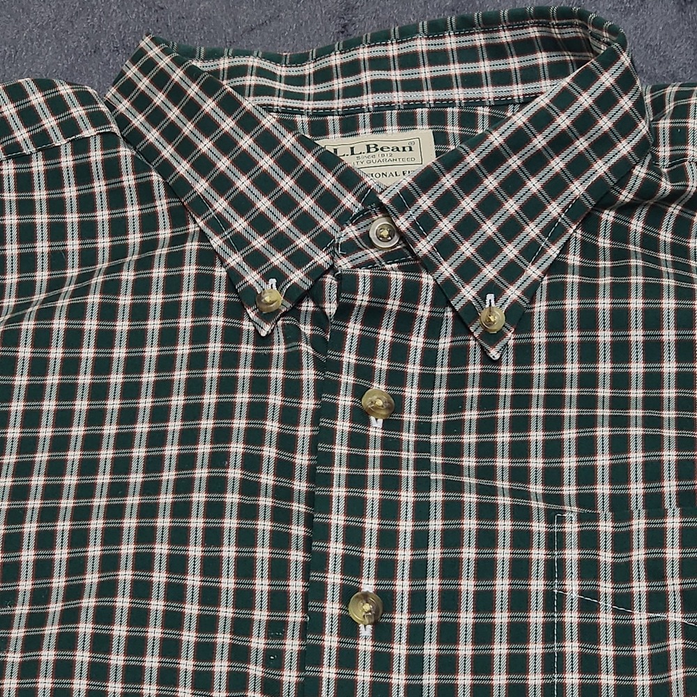 L.L. Bean Men's Traditional Fit Plaid Cotton Woven Button-Down Shirt XXL Tall